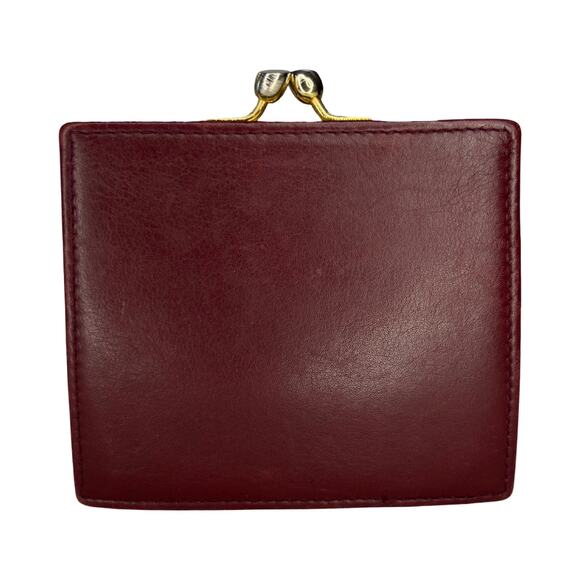 Balenciaga Burgundy Leather Coin Wallet Kiss Lock Made in Italy Luxury VGUC - Picture 3 of 13
